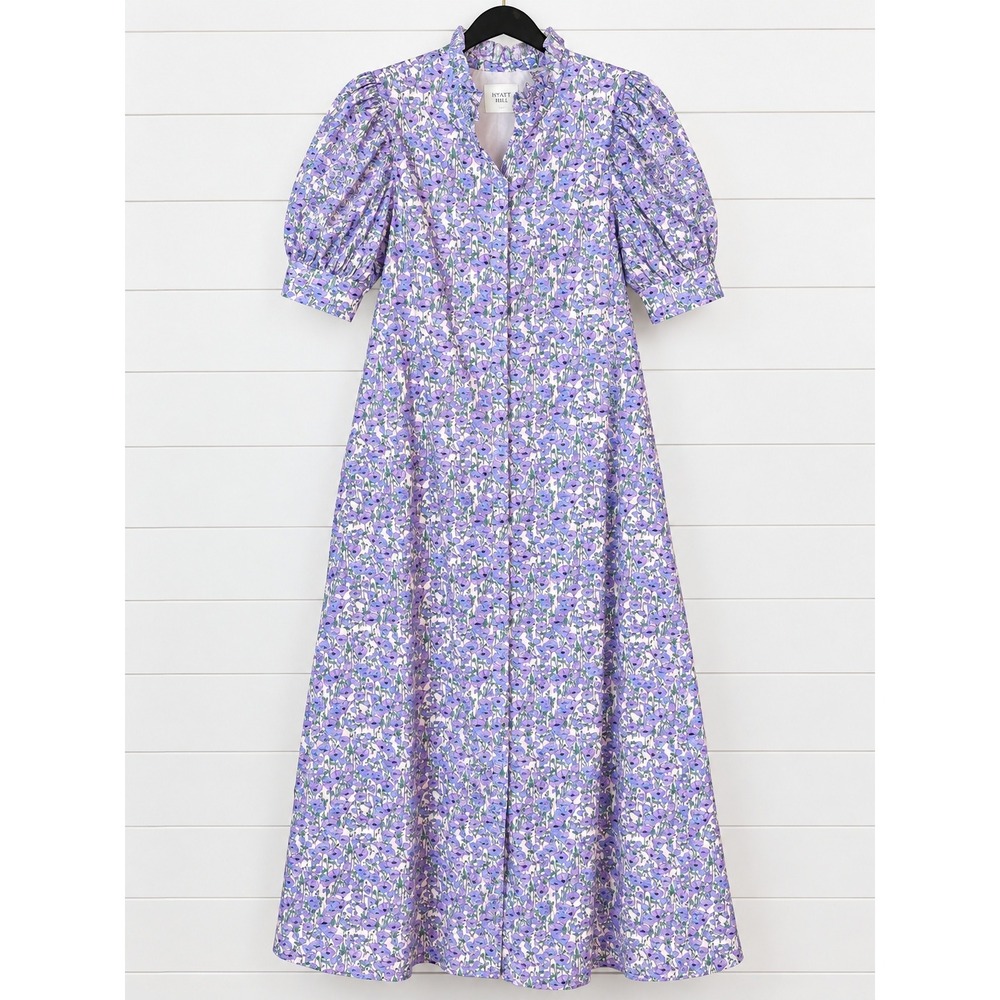 Tuckernuck Hyacinth House Lavender Button Front Puff Sleeve Maxi Dress ($228) L - Picture 3 of 5